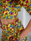 Summer set with flowers, yellow maxi blouse and skirt 3364 - Online store - Boutique